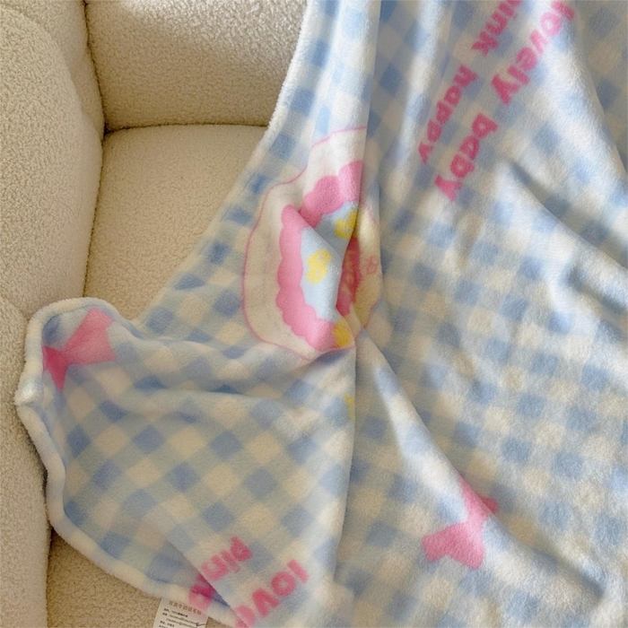 91家纺网 家纺一手货源 找家纺 顾里家纺 2025新款ins少女奶油系双面牛奶绒毯-第二组 蛋糕花猫