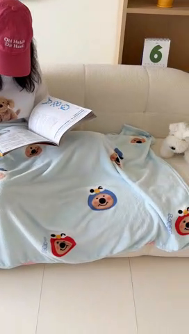 91家纺网 家纺一手货源 找家纺 顾里家纺 2025新款ins少女奶油系双面牛奶绒毯-第二组 大眼熊