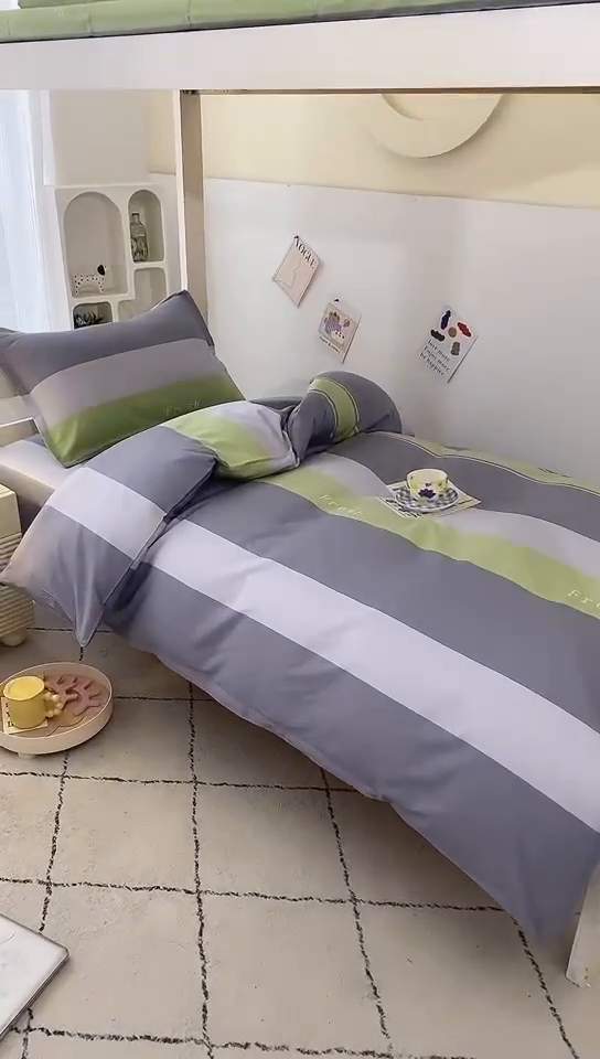 91家纺网 家纺一手货源 找家纺 （总）茗婷家纺 2025款13372纯棉全棉宿舍上下铺学生三件套六件套