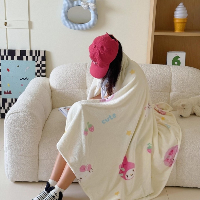 91家纺网 家纺一手货源 找家纺 顾里家纺 2025新款ins少女奶油系双面牛奶绒毯-第二组 草莓伙伴