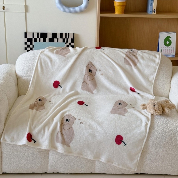 91家纺网 家纺一手货源 找家纺 顾里家纺 2025新款ins少女奶油系双面牛奶绒毯-第二组 趴趴熊