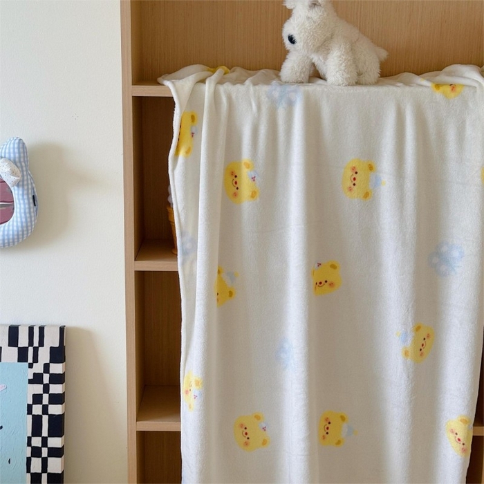 91家纺网 家纺一手货源 找家纺 顾里家纺 2025新款ins少女奶油系双面牛奶绒毯-第二组 黄油小熊