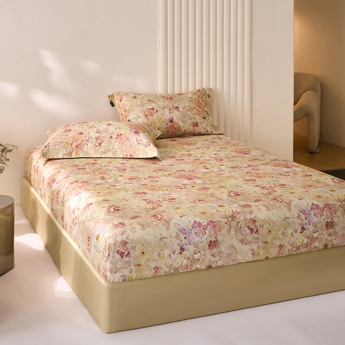 91家纺网 家纺一手货源 找家纺 禾时 2025新款A类100S长绒棉全棉数码印花单枕套 林间暖阳