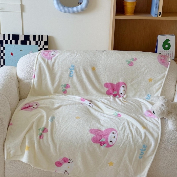 91家纺网 家纺一手货源 找家纺 顾里家纺 2025新款ins少女奶油系双面牛奶绒毯-第二组 草莓伙伴