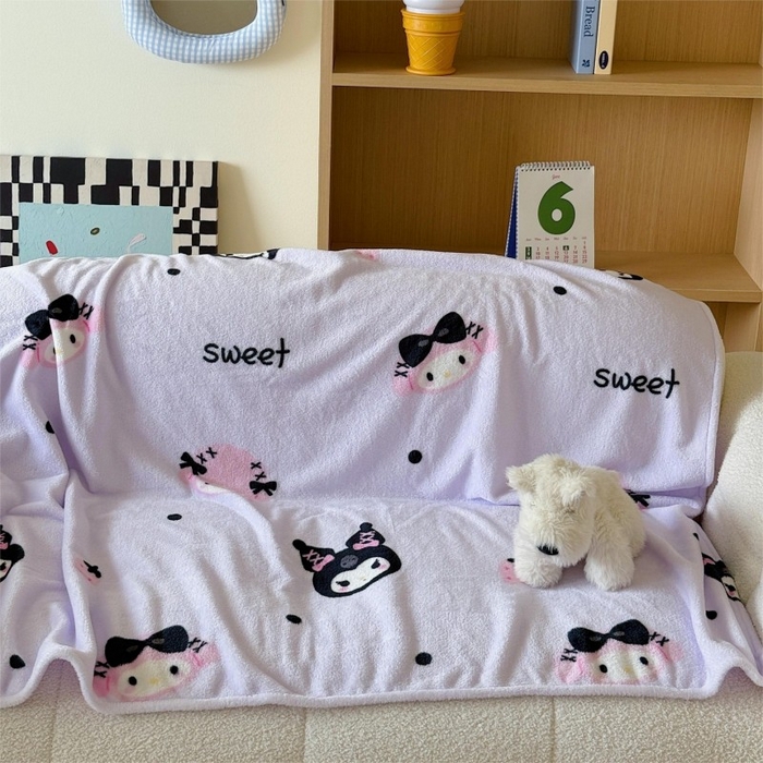 91家纺网 家纺一手货源 找家纺 顾里家纺 2025新款ins少女奶油系双面牛奶绒毯-第二组 甜酷仔