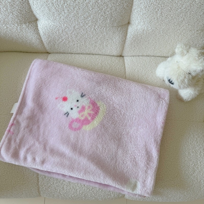 91家纺网 家纺一手货源 找家纺 顾里家纺 2025新款ins少女奶油系双面牛奶绒毯-第二组 梅酱猫猫