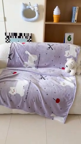 91家纺网 家纺一手货源 找家纺 顾里家纺 2025新款ins少女奶油系双面牛奶绒毯-第二组 小紫猫