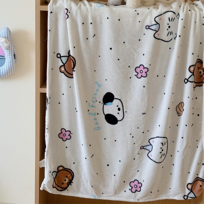 91家纺网 家纺一手货源 找家纺 顾里家纺 2025新款ins少女奶油系双面牛奶绒毯-第二组 开心好友