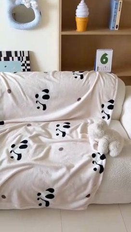 91家纺网 家纺一手货源 找家纺 顾里家纺 2025新款ins少女奶油系双面牛奶绒毯-第二组 波点熊猫