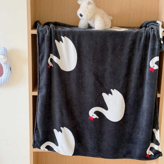 91家纺网 家纺一手货源 找家纺 顾里家纺 2025新款ins少女奶油系双面牛奶绒毯-第二组 黑天鹅