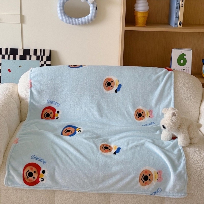 91家纺网 家纺一手货源 找家纺 顾里家纺 2025新款ins少女奶油系双面牛奶绒毯-第二组 大眼熊