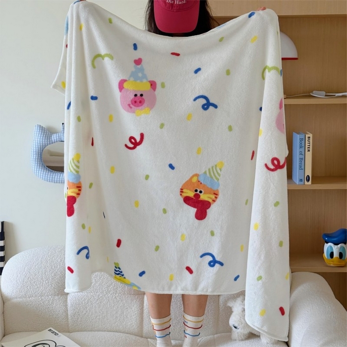 91家纺网 家纺一手货源 找家纺 顾里家纺 2025新款ins少女奶油系双面牛奶绒毯-第二组 动物派对