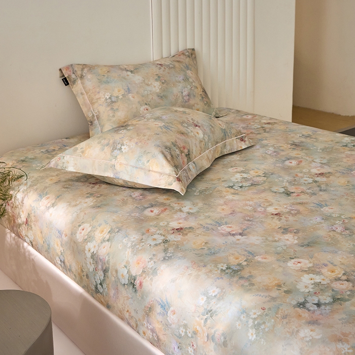 91家纺网 家纺一手货源 找家纺 禾时 2025新款A类100S长绒棉全棉数码印花单枕套 茉莉芬芳