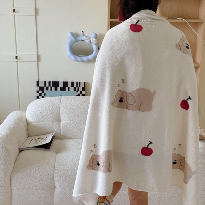 91家纺网 家纺一手货源 找家纺 顾里家纺 2025新款ins少女奶油系双面牛奶绒毯-第二组 趴趴熊