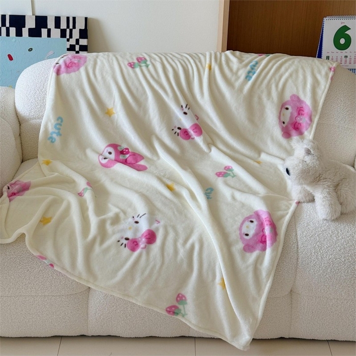 91家纺网 家纺一手货源 找家纺 顾里家纺 2025新款ins少女奶油系双面牛奶绒毯-第二组 草莓伙伴