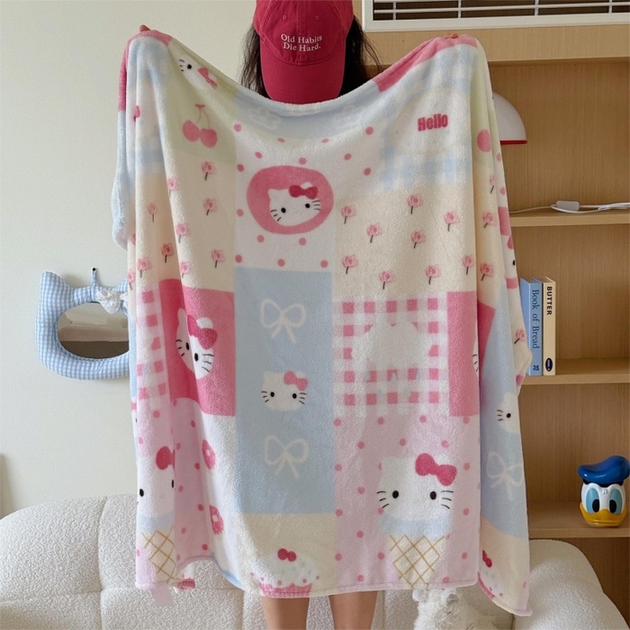 91家纺网 家纺一手货源 找家纺 顾里家纺 2025新款ins少女奶油系双面牛奶绒毯-第二组 猫咪时光毯