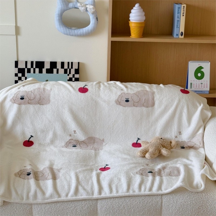 91家纺网 家纺一手货源 找家纺 顾里家纺 2025新款ins少女奶油系双面牛奶绒毯-第二组 趴趴熊