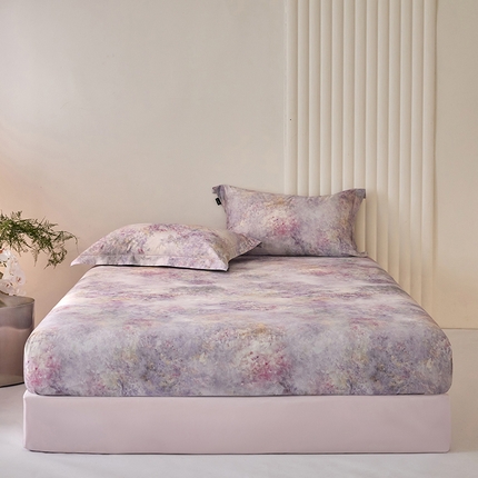 91家纺网 家纺一手货源 找家纺 禾时 2025新款A类100S长绒棉全棉数码印花床笠三件套床套床罩床垫保护罩 繁星点点