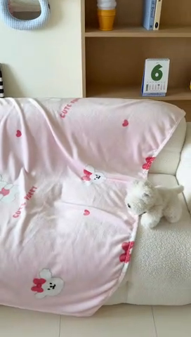 91家纺网 家纺一手货源 找家纺 顾里家纺 2025新款ins少女奶油系双面牛奶绒毯-第二组 爱心小狗