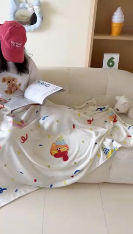 91家纺网 家纺一手货源 找家纺 顾里家纺 2025新款ins少女奶油系双面牛奶绒毯-第二组 动物派对