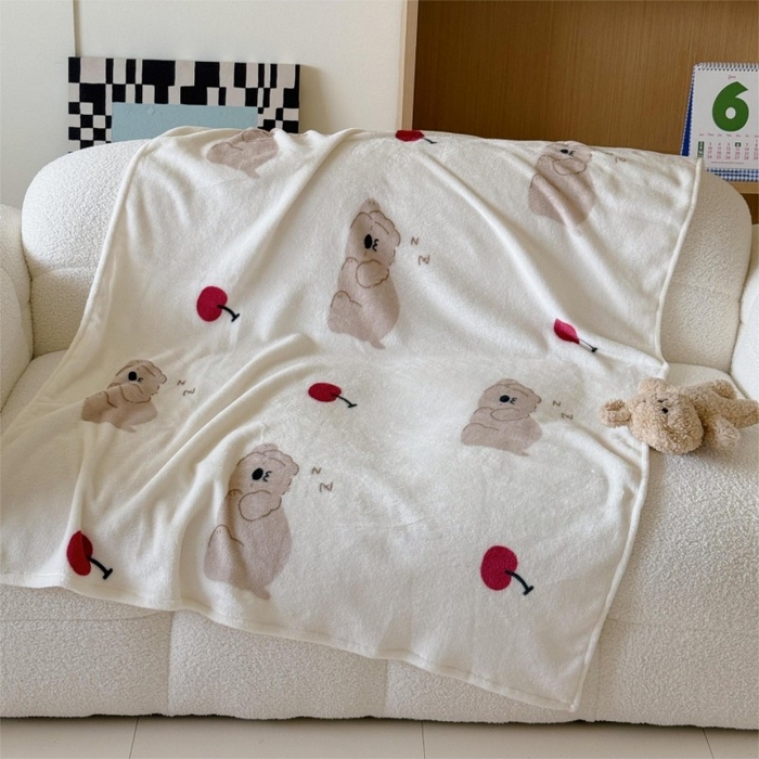 91家纺网 家纺一手货源 找家纺 顾里家纺 2025新款ins少女奶油系双面牛奶绒毯-第二组 趴趴熊