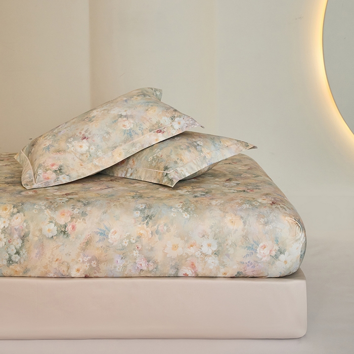 91家纺网 家纺一手货源 找家纺 禾时 2025新款A类100S长绒棉全棉数码印花单枕套 茉莉芬芳