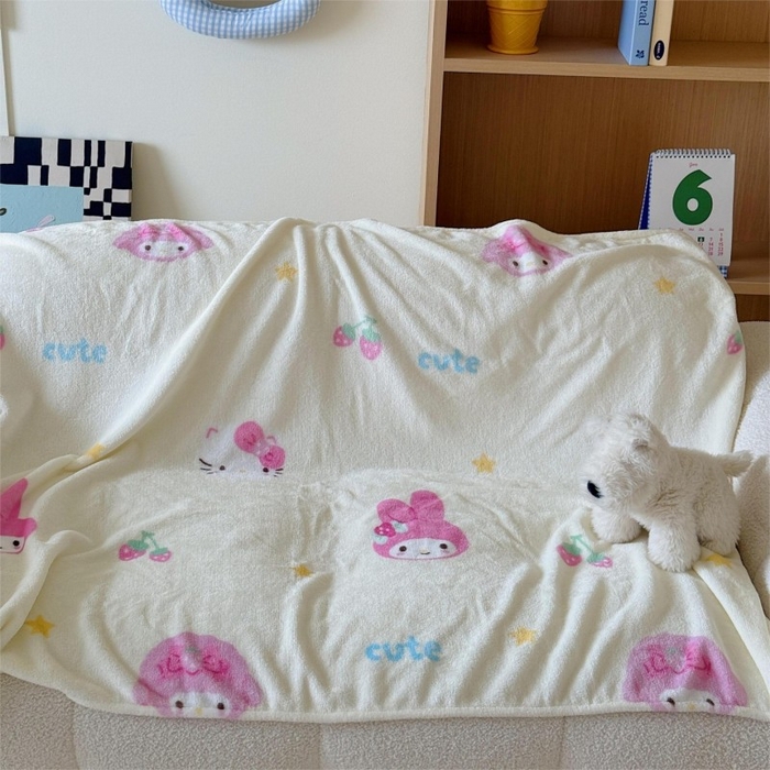 91家纺网 家纺一手货源 找家纺 顾里家纺 2025新款ins少女奶油系双面牛奶绒毯-第二组 草莓伙伴