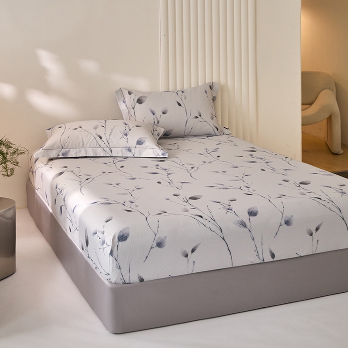 91家纺网 家纺一手货源 找家纺 禾时 2025新款A类100S长绒棉全棉数码印花单枕套 清风荷影