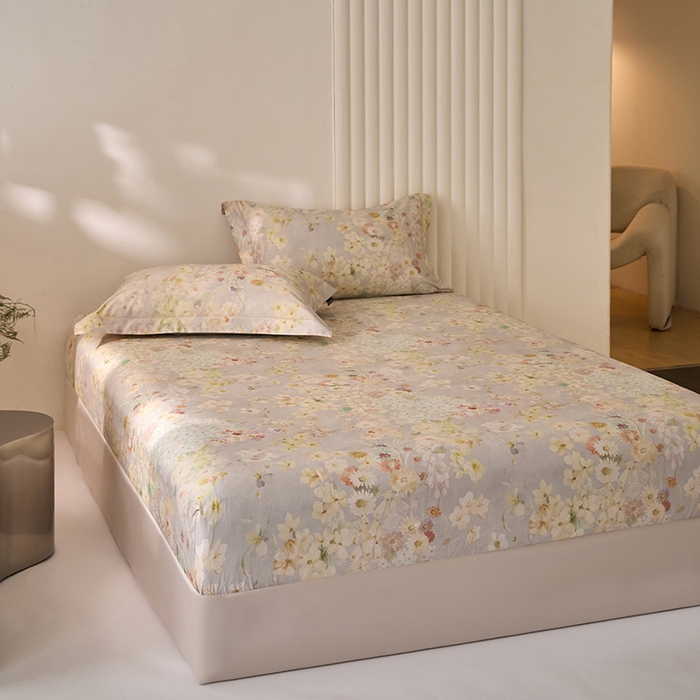 91家纺网 家纺一手货源 找家纺 禾时 2025新款A类100S长绒棉全棉数码印花单枕套 春日花田