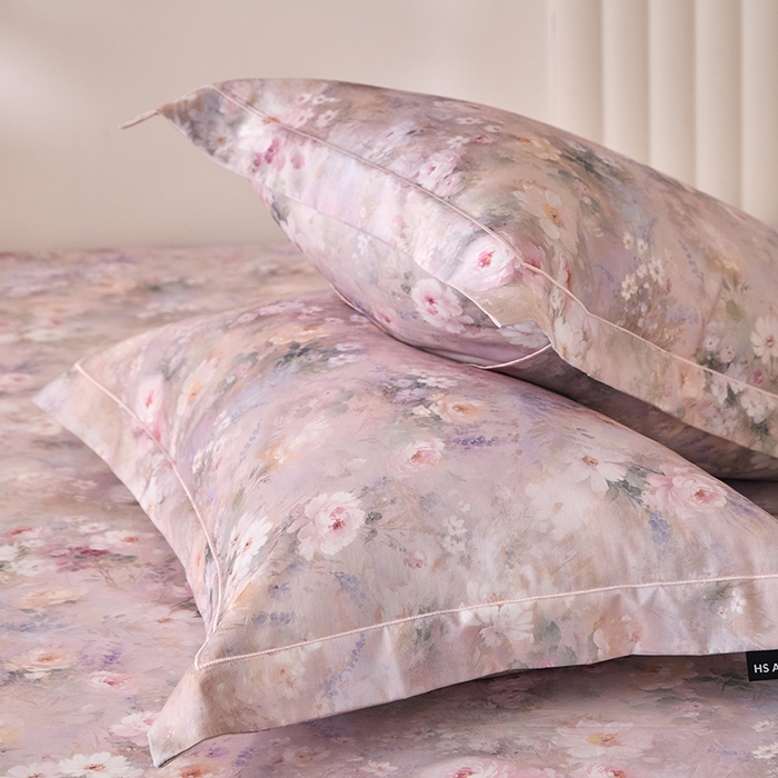 91家纺网 家纺一手货源 找家纺 禾时 2025新款A类100S长绒棉全棉数码印花床笠三件套床套床罩床垫保护罩 枫叶秋韵