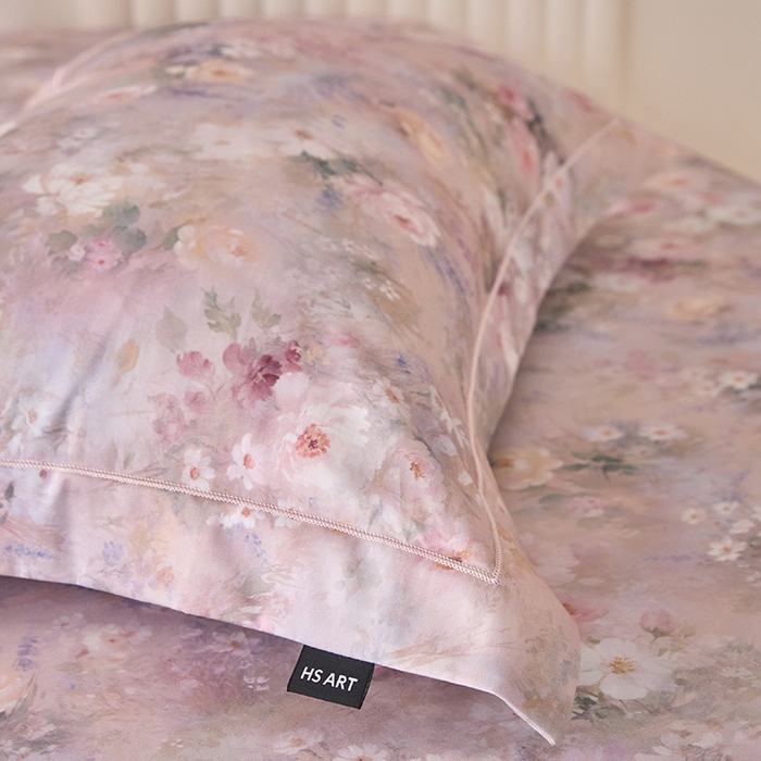 91家纺网 家纺一手货源 找家纺 禾时 2025新款A类100S长绒棉全棉数码印花床笠三件套床套床罩床垫保护罩 枫叶秋韵