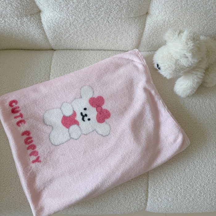 91家纺网 家纺一手货源 找家纺 顾里家纺 2025新款ins少女奶油系双面牛奶绒毯-第二组 爱心小狗