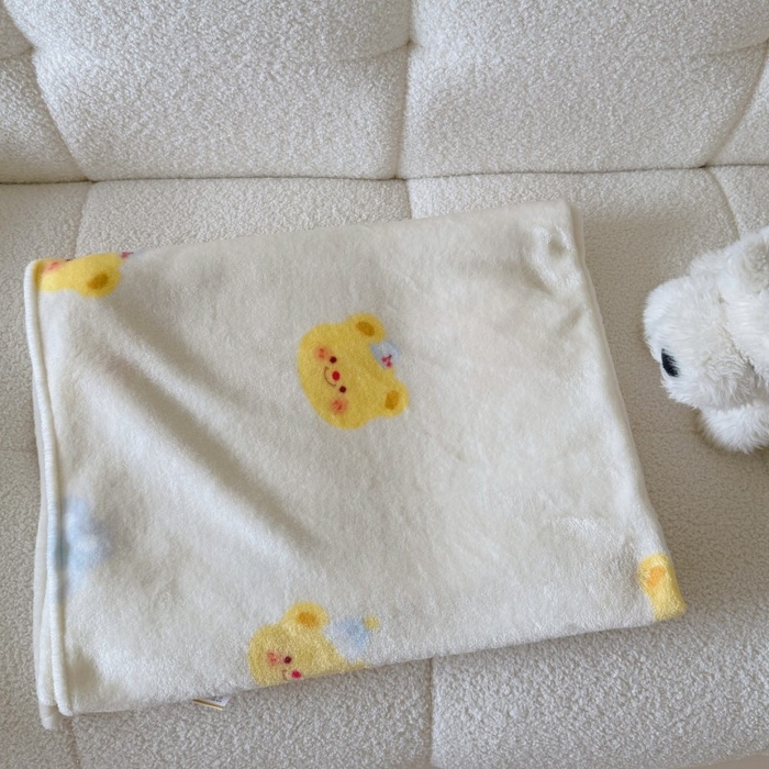 91家纺网 家纺一手货源 找家纺 顾里家纺 2025新款ins少女奶油系双面牛奶绒毯-第二组 黄油小熊