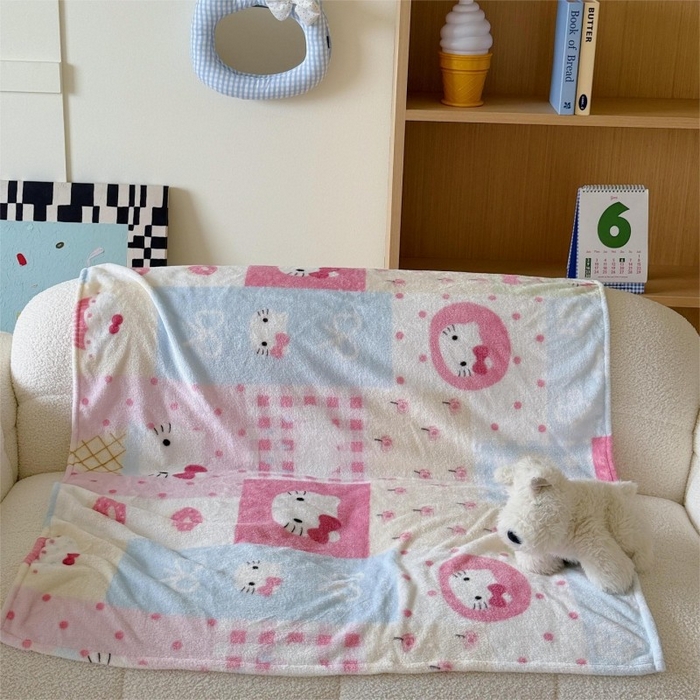 91家纺网 家纺一手货源 找家纺 顾里家纺 2025新款ins少女奶油系双面牛奶绒毯-第二组 猫咪时光毯