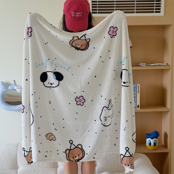 91家纺网 家纺一手货源 找家纺 顾里家纺 2025新款ins少女奶油系双面牛奶绒毯-第二组 开心好友