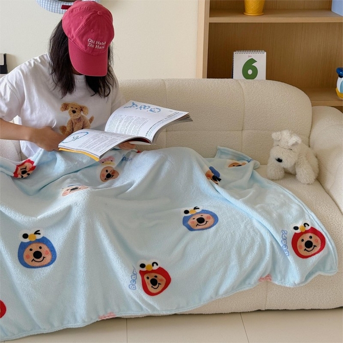 91家纺网 家纺一手货源 找家纺 顾里家纺 2025新款ins少女奶油系双面牛奶绒毯-第二组 大眼熊