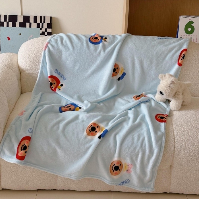 91家纺网 家纺一手货源 找家纺 顾里家纺 2025新款ins少女奶油系双面牛奶绒毯-第二组 大眼熊