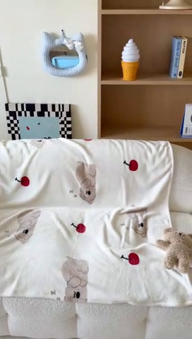 91家纺网 家纺一手货源 找家纺 顾里家纺 2025新款ins少女奶油系双面牛奶绒毯-第二组 趴趴熊