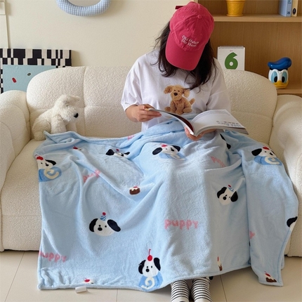 顾里家纺 2025新款ins少女奶油系双面牛奶绒毯-第二组 蛋糕小狗