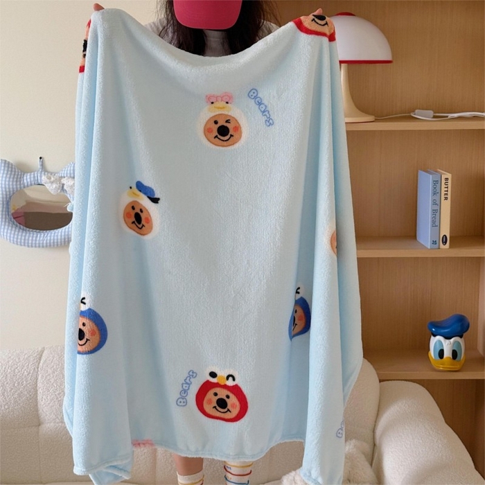 91家纺网 家纺一手货源 找家纺 顾里家纺 2025新款ins少女奶油系双面牛奶绒毯-第二组 大眼熊