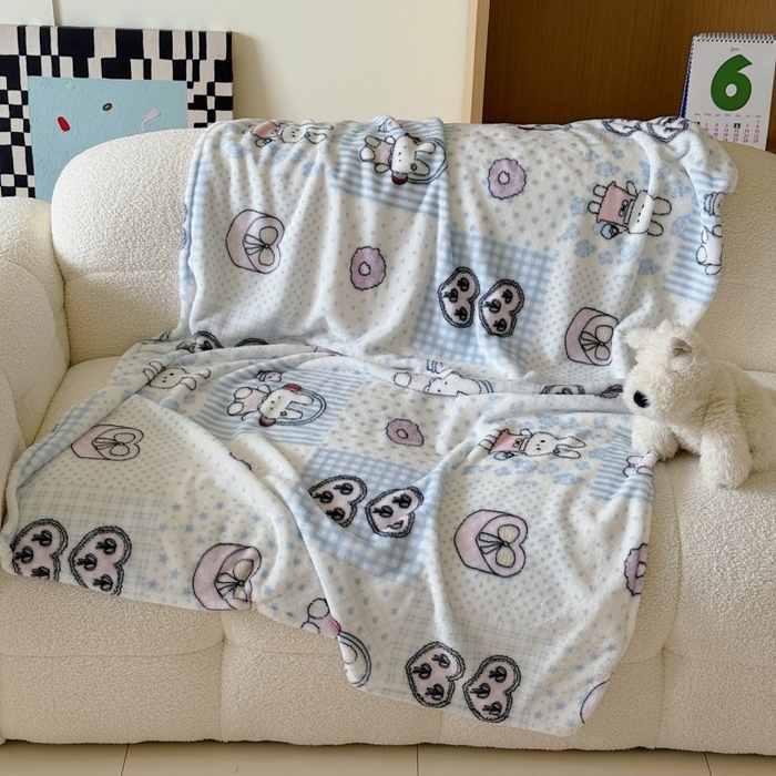 91家纺网 家纺一手货源 找家纺 顾里家纺 2025新款ins少女奶油系双面牛奶绒毯-第二组 兔子时光