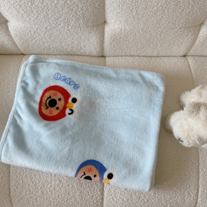 91家纺网 家纺一手货源 找家纺 顾里家纺 2025新款ins少女奶油系双面牛奶绒毯-第二组 大眼熊