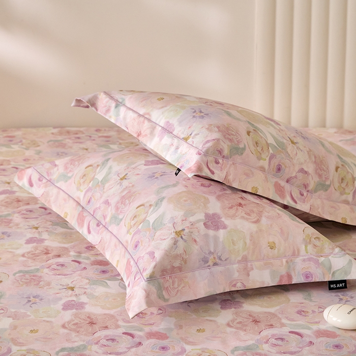 91家纺网 家纺一手货源 找家纺 禾时 2025新款A类100S长绒棉全棉数码印花单枕套 蔷薇私语