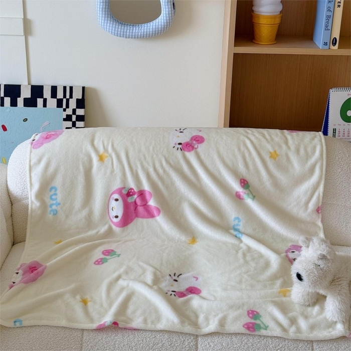 91家纺网 家纺一手货源 找家纺 顾里家纺 2025新款ins少女奶油系双面牛奶绒毯-第二组 草莓伙伴