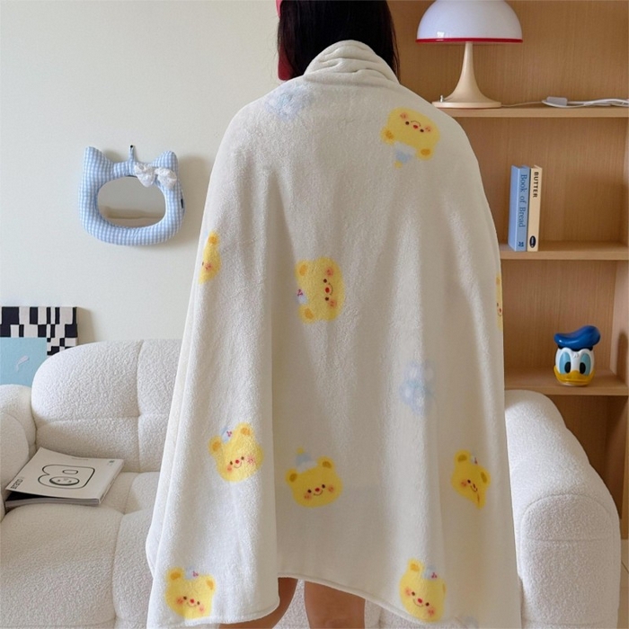 91家纺网 家纺一手货源 找家纺 顾里家纺 2025新款ins少女奶油系双面牛奶绒毯-第二组 黄油小熊