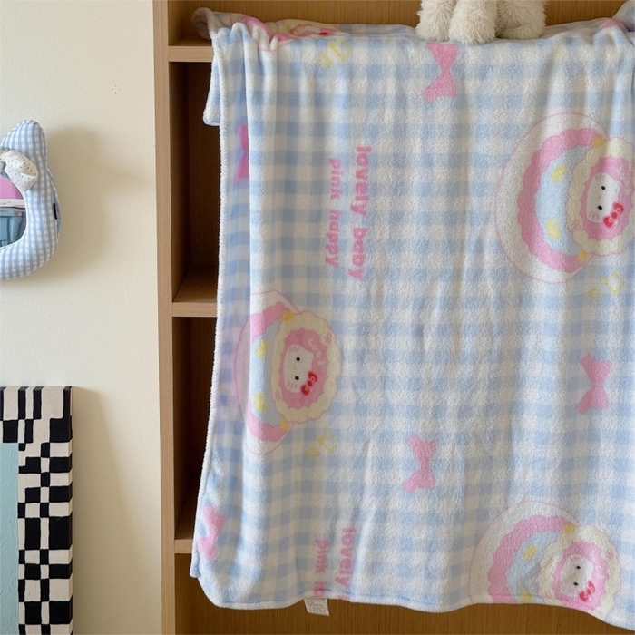 91家纺网 家纺一手货源 找家纺 顾里家纺 2025新款ins少女奶油系双面牛奶绒毯-第二组 蛋糕花猫