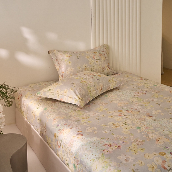 91家纺网 家纺一手货源 找家纺 禾时 2025新款A类100S长绒棉全棉数码印花单枕套 春日花田