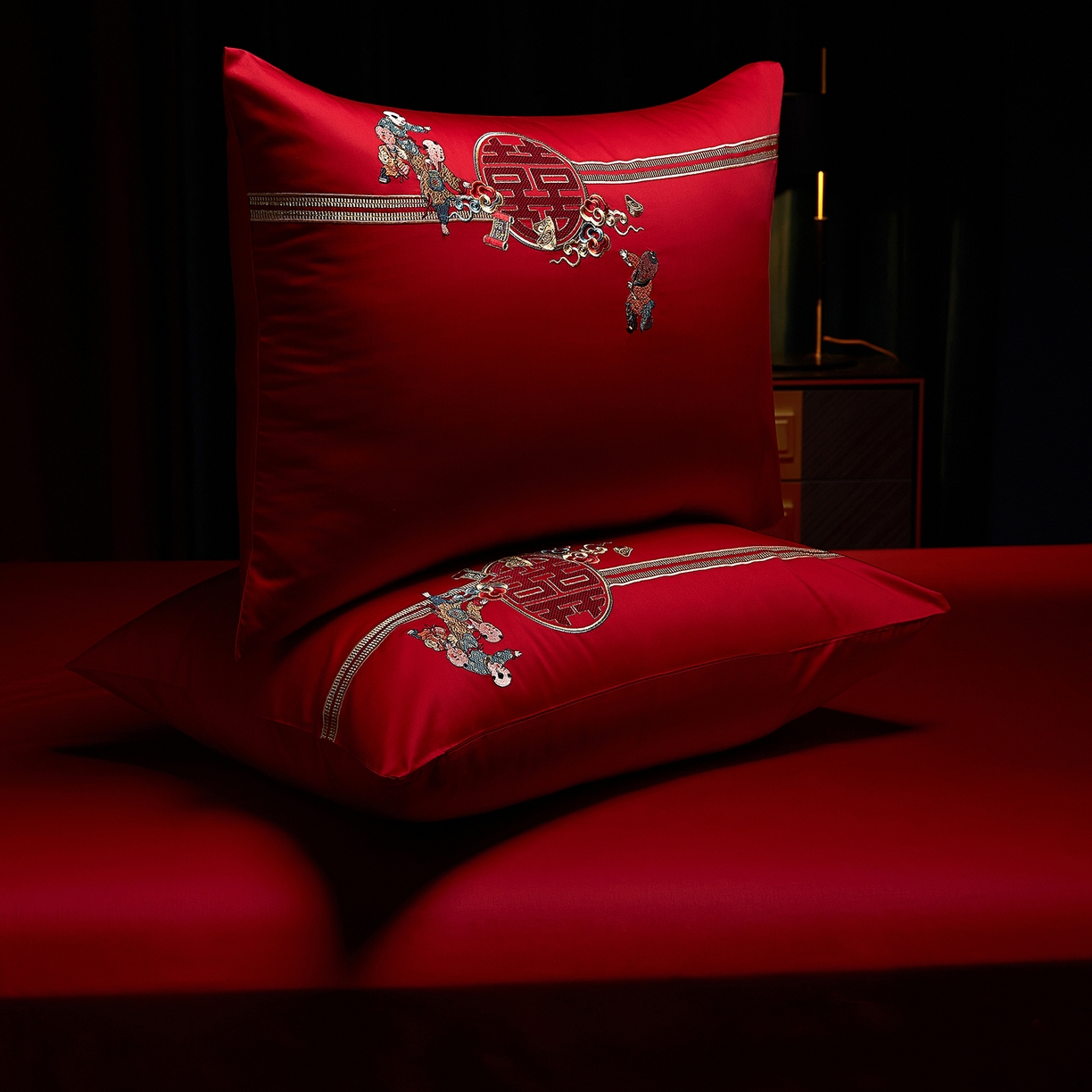 91家纺网 家纺一手货源 找家纺 （总）缔缦 2025新款Wedding高端婚庆60支长绒棉四件套-百子闹喜