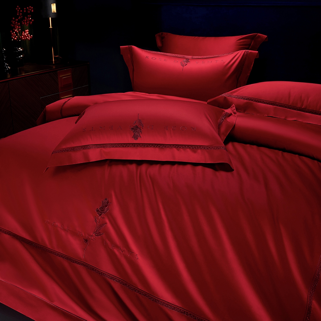 91家纺网 家纺一手货源 找家纺 （总）缔缦 2025新款Wedding高端婚庆60支长绒棉四件套-浪漫喜事