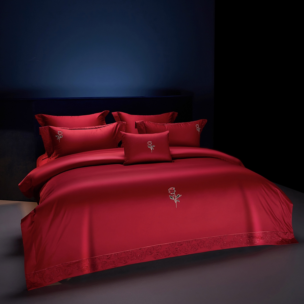 91家纺网 家纺一手货源 找家纺 （总）缔缦 2025新款Wedding高端婚庆60支长绒棉四件套-罗曼玫瑰